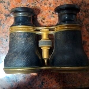 Antique Sportiere Leather Embossed Opera Glasses